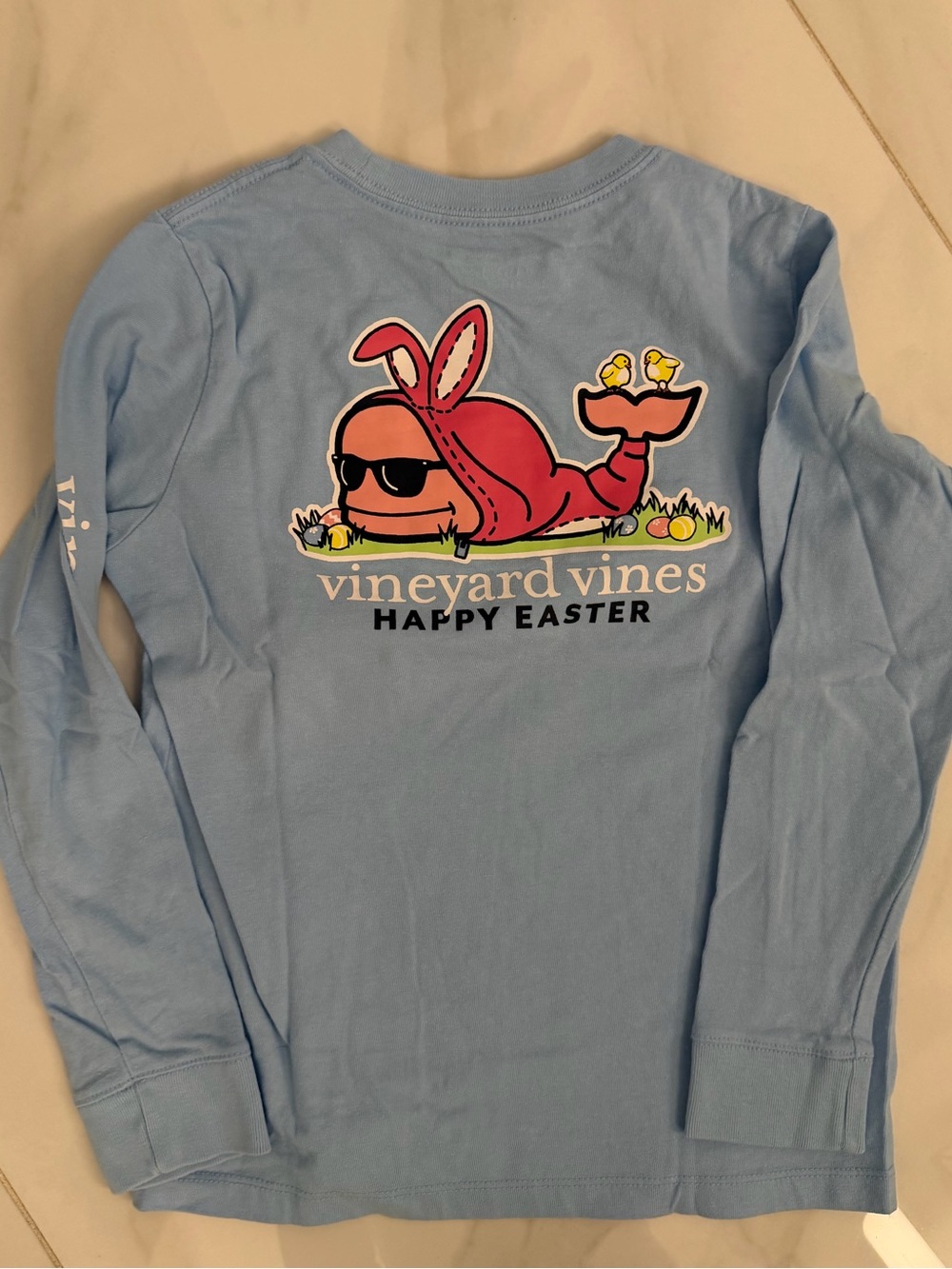 Vineyard Vines Light Blue Long-Sleeve Easter Whale Tee